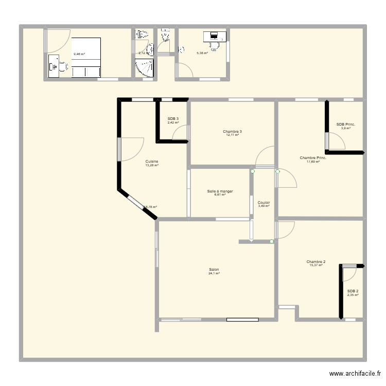 3-Plan Villa Elisabeth Avec Toilettes. Plan de 19 pièces et 414 m2