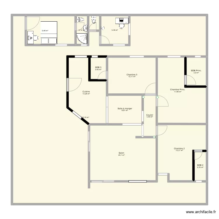 3-Plan Villa Elisabeth Avec Toilettes. Plan de 3-Plan Villa Elisabeth Avec Toilettes. Plan de