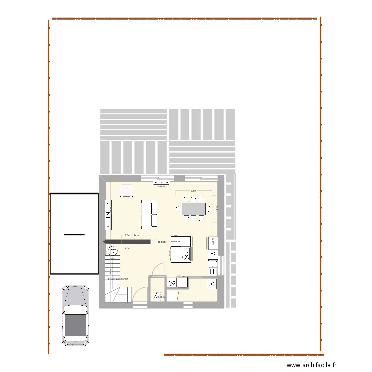 plan1rdc VERSION D. Plan de 1 pièce et 49 m2