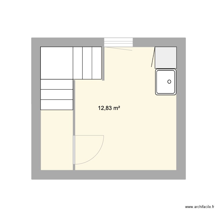 buanderie. Plan de 1 pièce et 13 m2