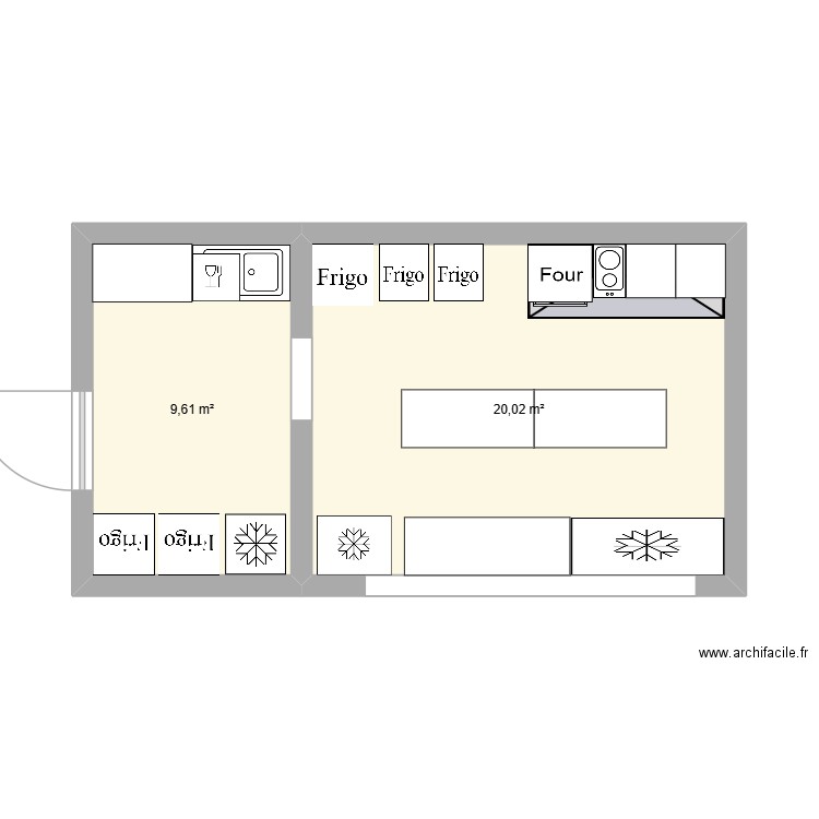 CAMPING DU LAC. Plan de 2 pièces et 30 m2