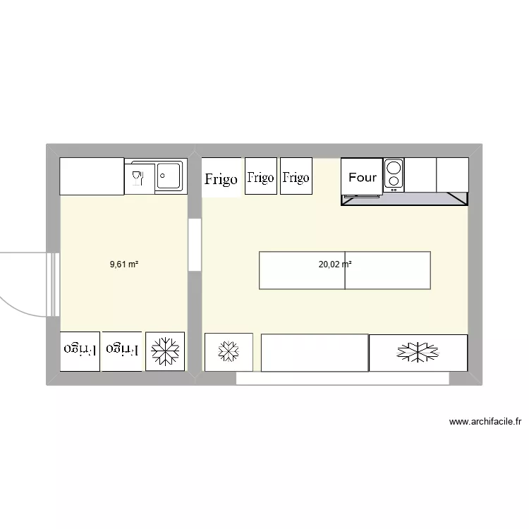 CAMPING DU LAC. Plan de 2 pièces et 30 m²