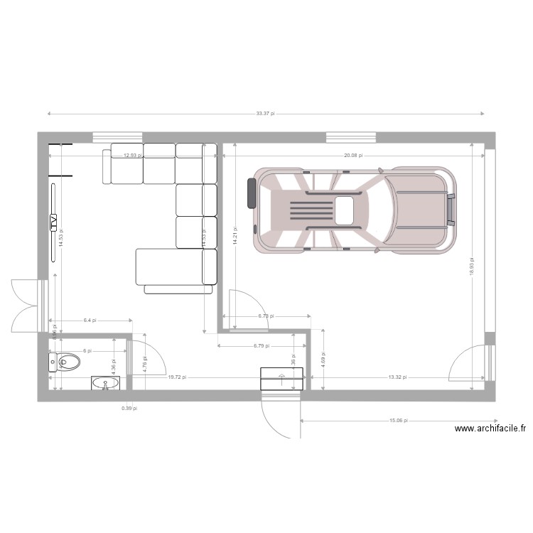 Plan Garage 11. Plan de 2 pièces et 57 m2