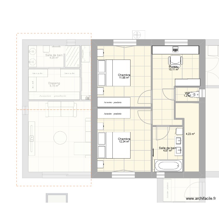 Newguzargues Basique 123 m2 3 pans. Plan de 0 pièce et 0 m2