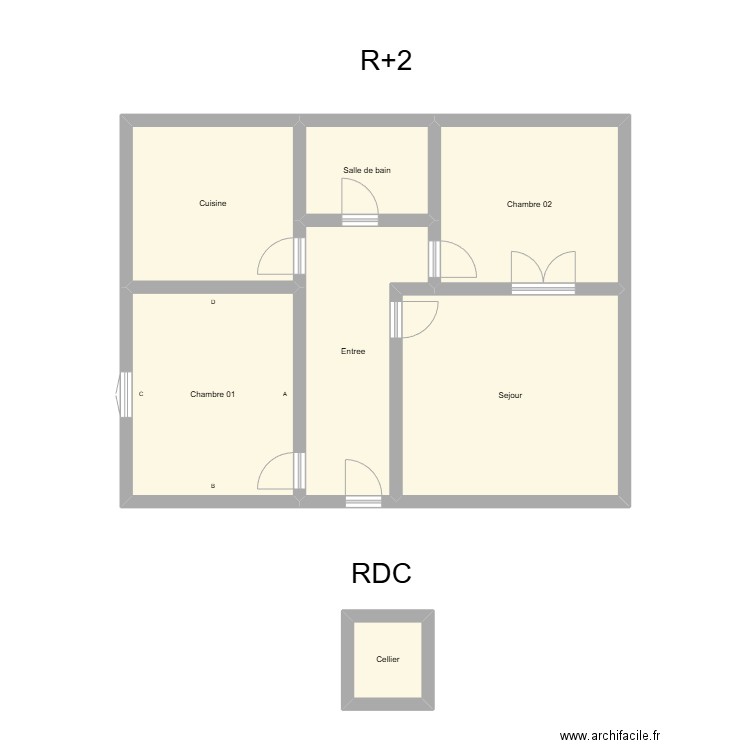 350602373. Plan de 7 pièces et 83 m2