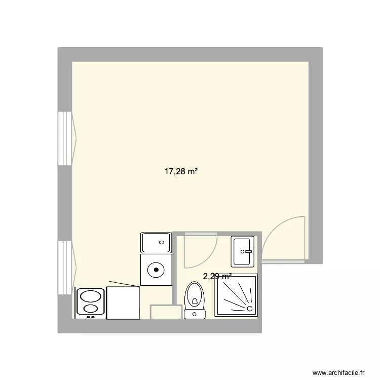 Javel Gauche JBA. Plan de 2  et 20 m²