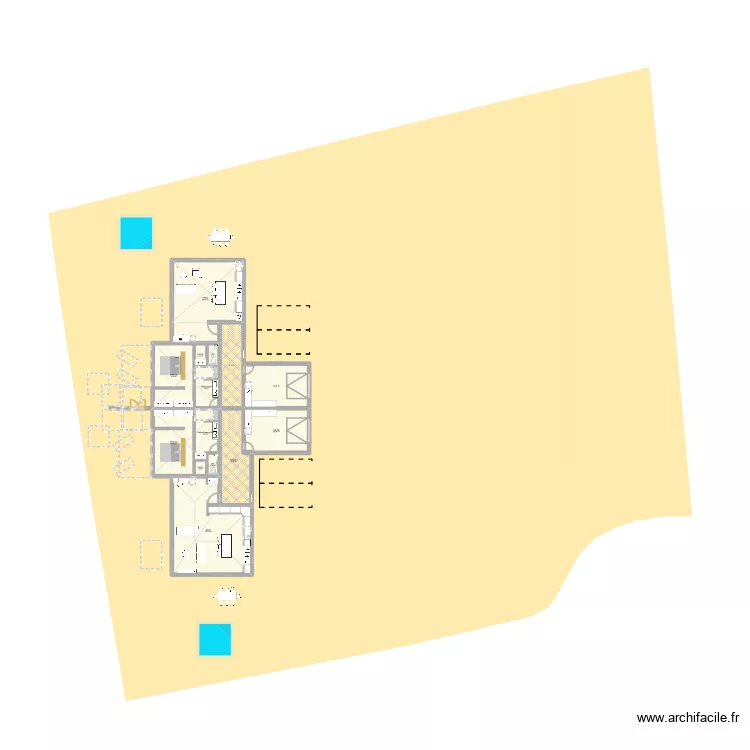 implantation merlette. Plan de 14  et 261 m²