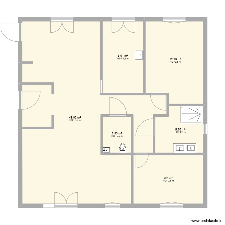 Compère Guilleri nouveau 5. Plan de 6 pièces et 86 m2