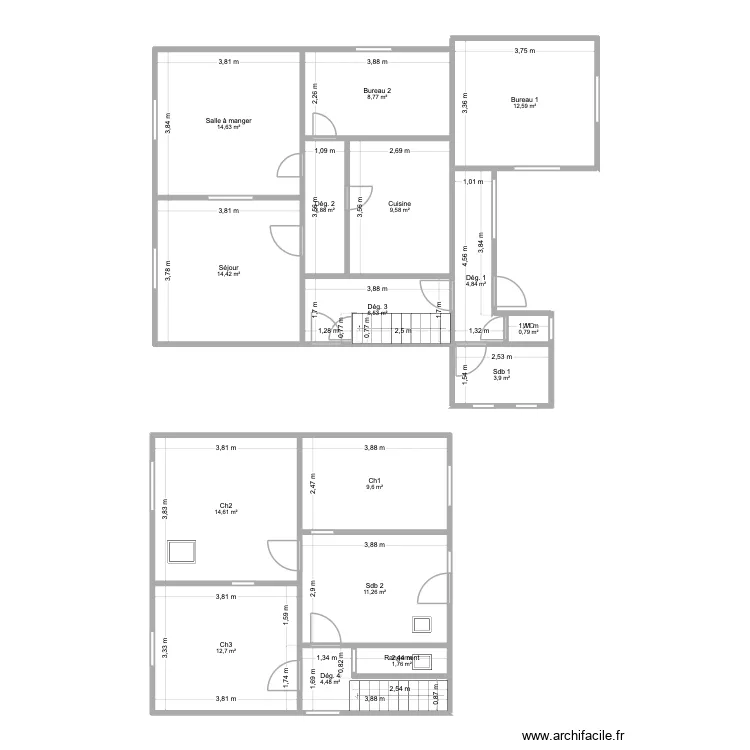 Mouillet. Plan de 16 et 134 m² Mouillet. Plan de 16 et 134 m²