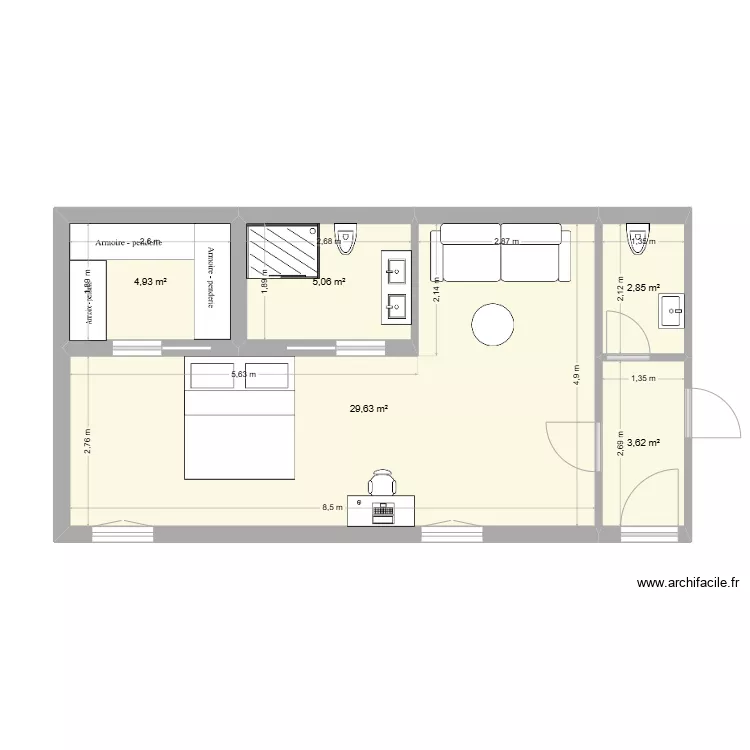 CHAMBRE P. Plan de 