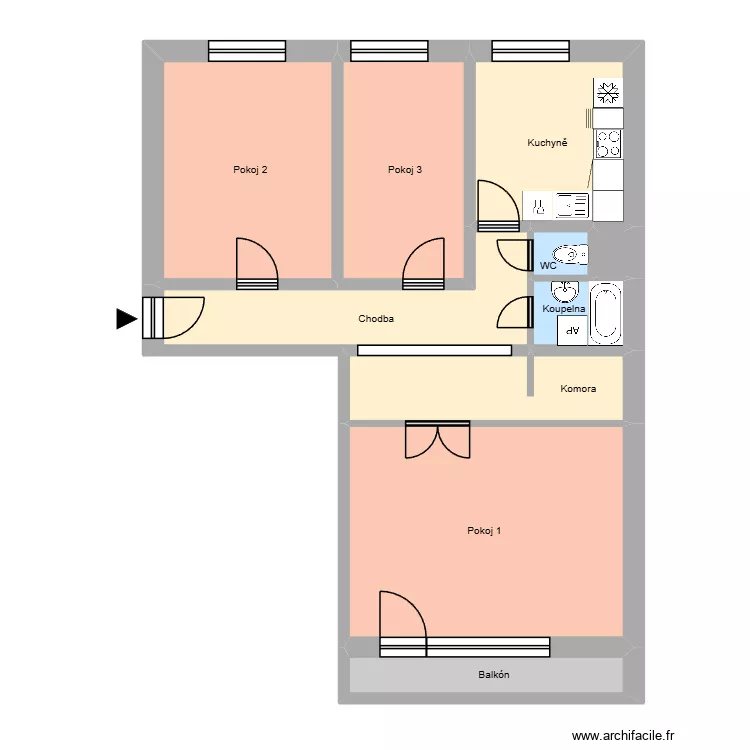 Hornick&aacute; 661, byt 4. Plan de 14  et 200 m²