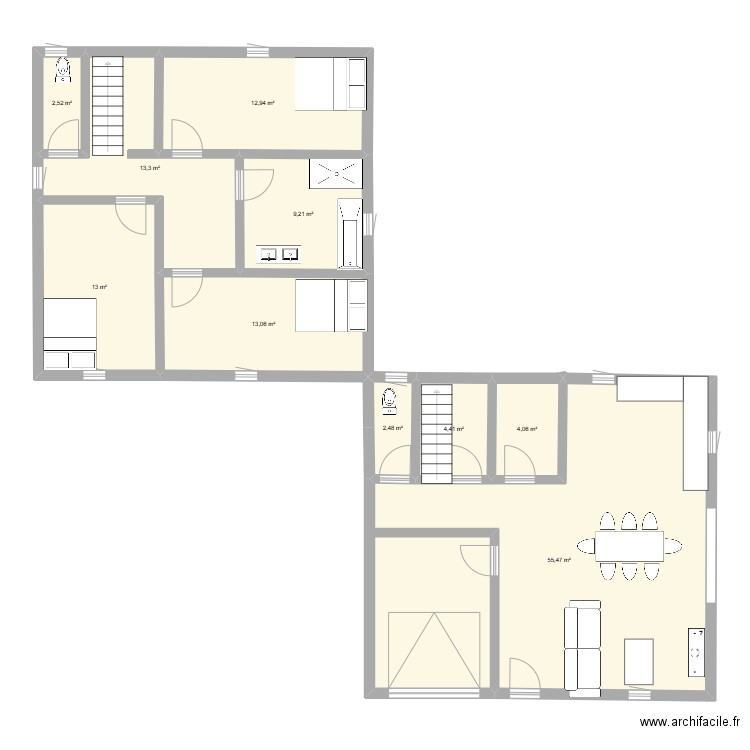 projet maison 2. Plan de 10 pièces et 130 m2
