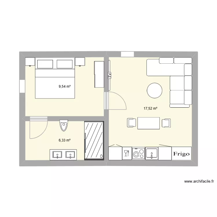 uiphfuioqgfogz. Plan de 3  et 33 m²