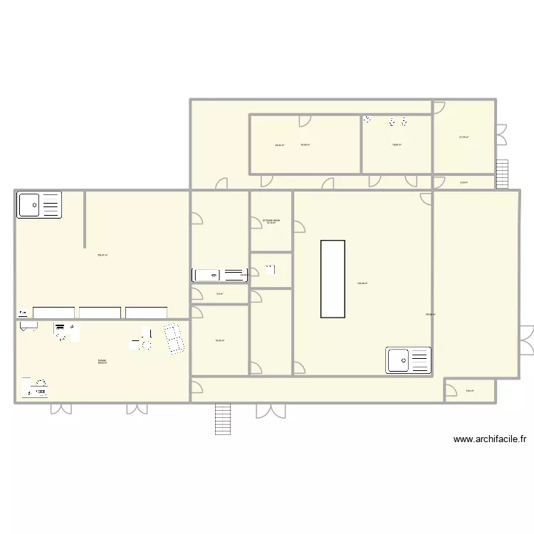 labo barilla. Plan de 14 pièces et 623 m²