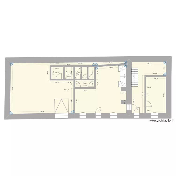 Tison RdC. Plan de 5  et 143 m²