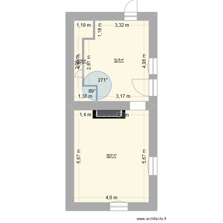 Maison Lau sous-sol. Plan de 3 pièces et 48 m2