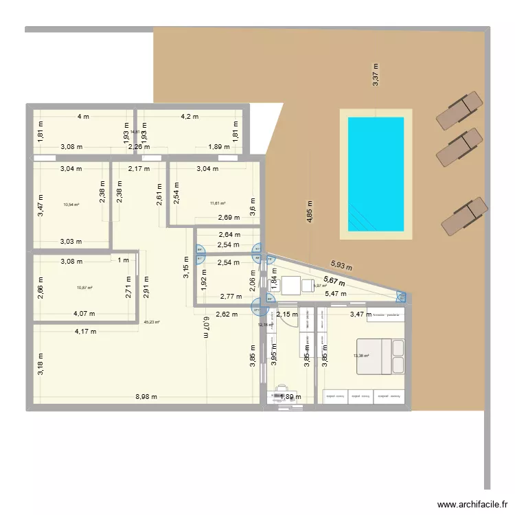 Extensionv 5  etage a3m. Plan de 8 Pièces et 125 m²