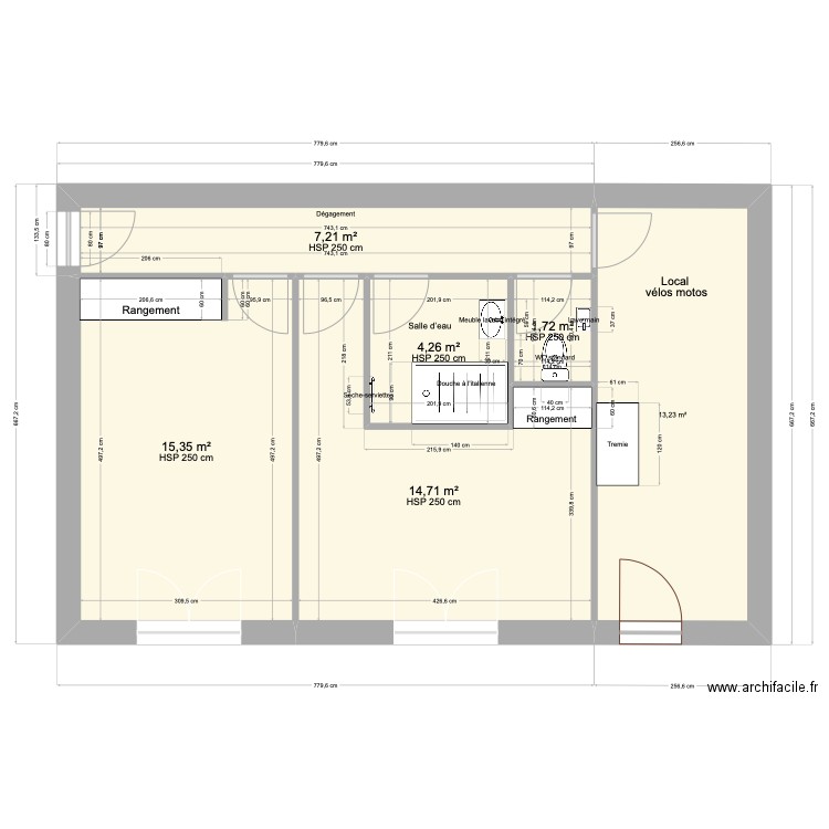 Rivarennes 122. Plan de 6 pièces et 56 m2