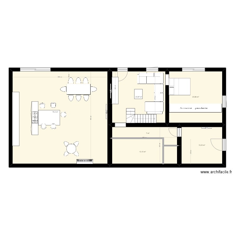 dejour. Plan de 6 pièces et 158 m2