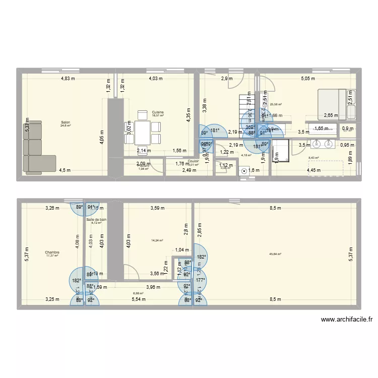 Maison Champniers + étage. Plan de 14 et 175 m² Maison Champniers + étage. Plan de 14 et 175 m²
