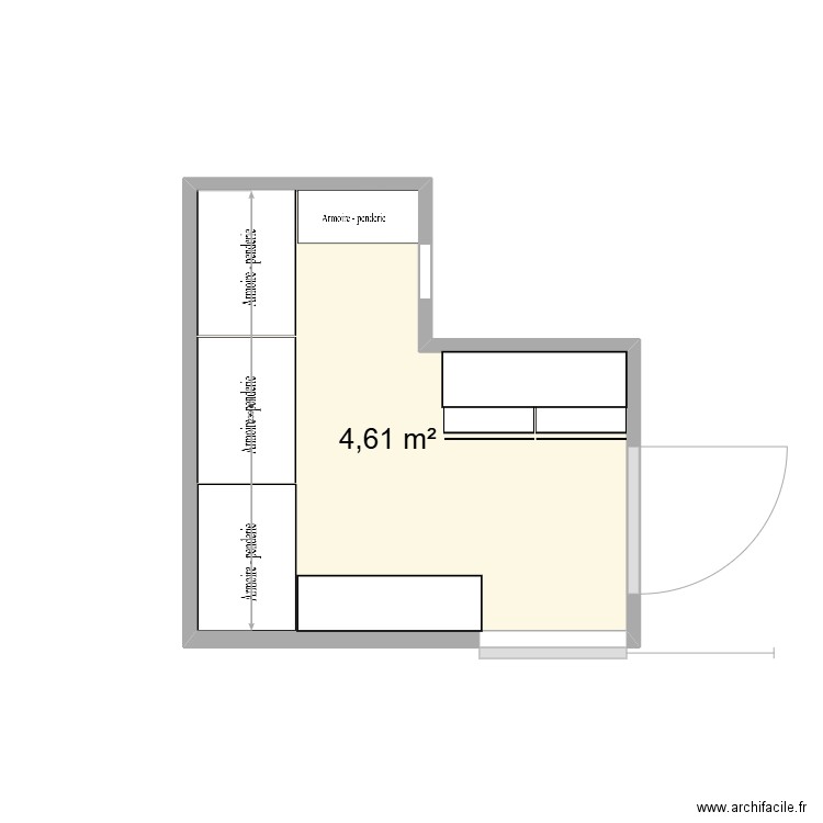 Dressing N°2. Plan de 1 pièce et 5 m2