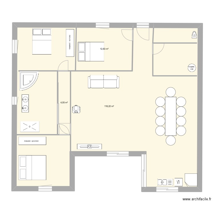 maison xavier. Plan de 2 pièces et 155 m2