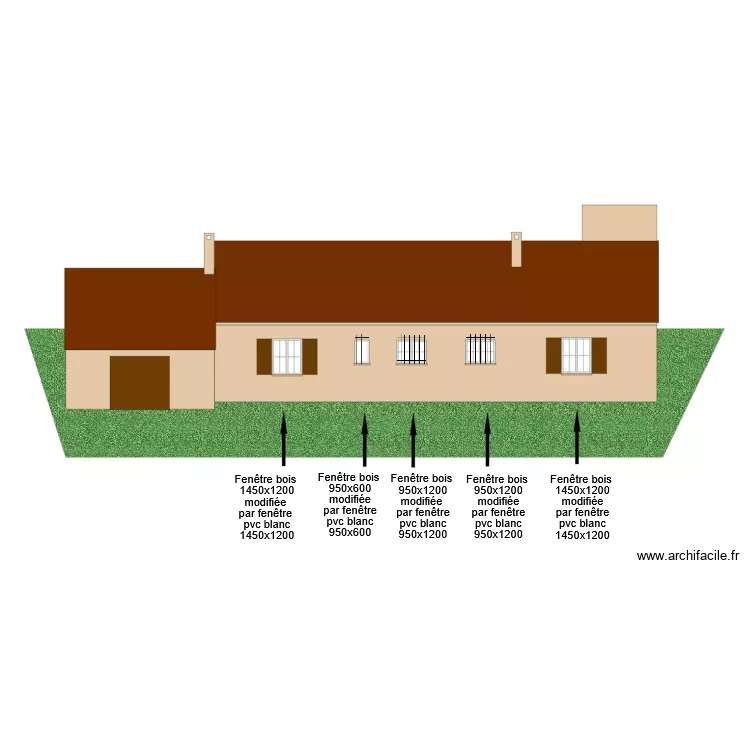 Façade Nord après travaux. Plan de Façade Nord après travaux. Plan de