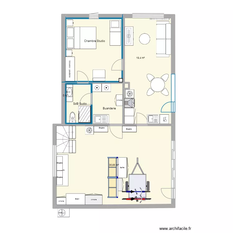 Maison du Tr&eacute;port - Studio. Plan de 