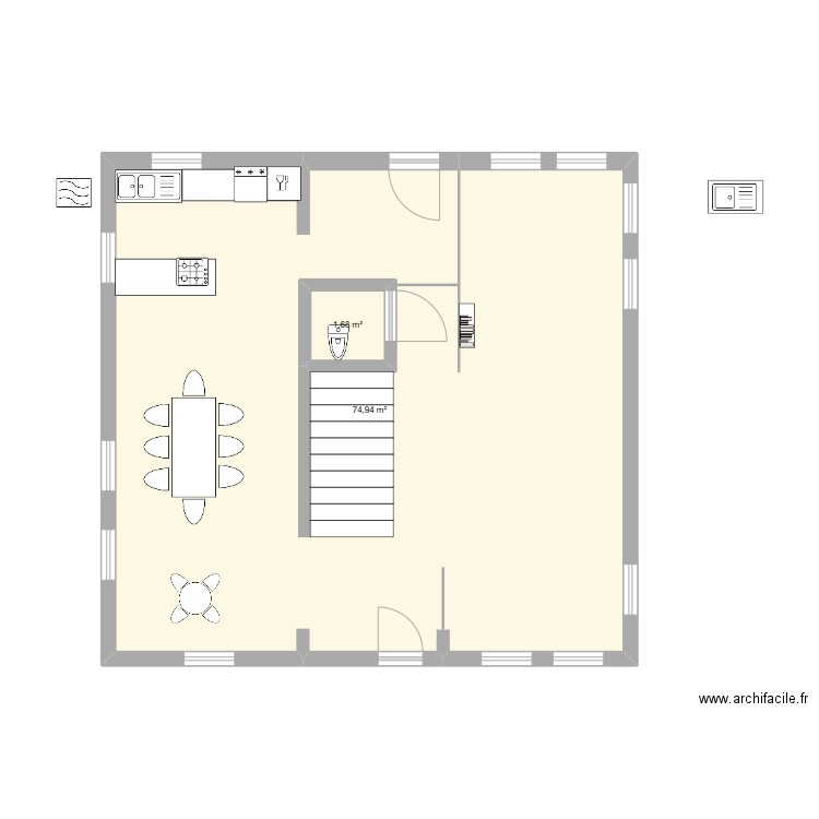 modélisation 16 avril. Plan de 2 pièces et 80 m2