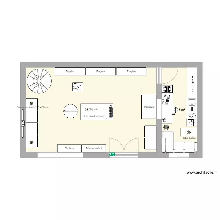 magasin patisserie. Plan de 