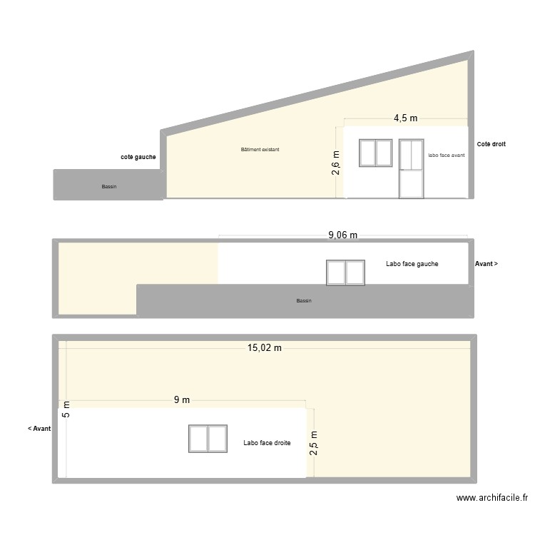 plan de coupe labo. Plan de 8 pièces et 188 m2