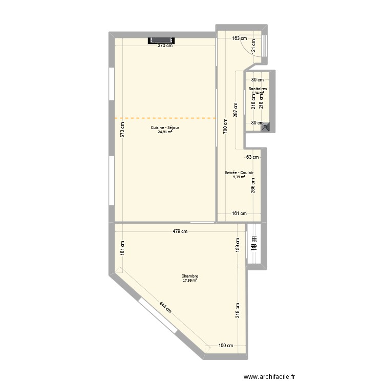 Ledoux - EDL. Plan de 5 pièces et 55 m2