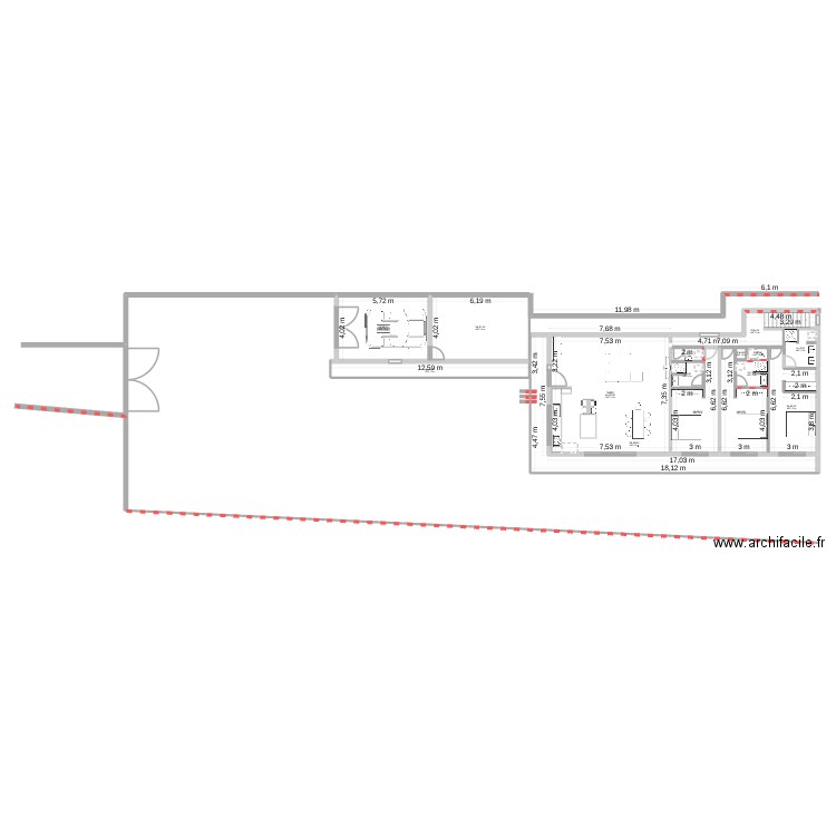 projet 3D. Plan de 15 pièces et 213 m2