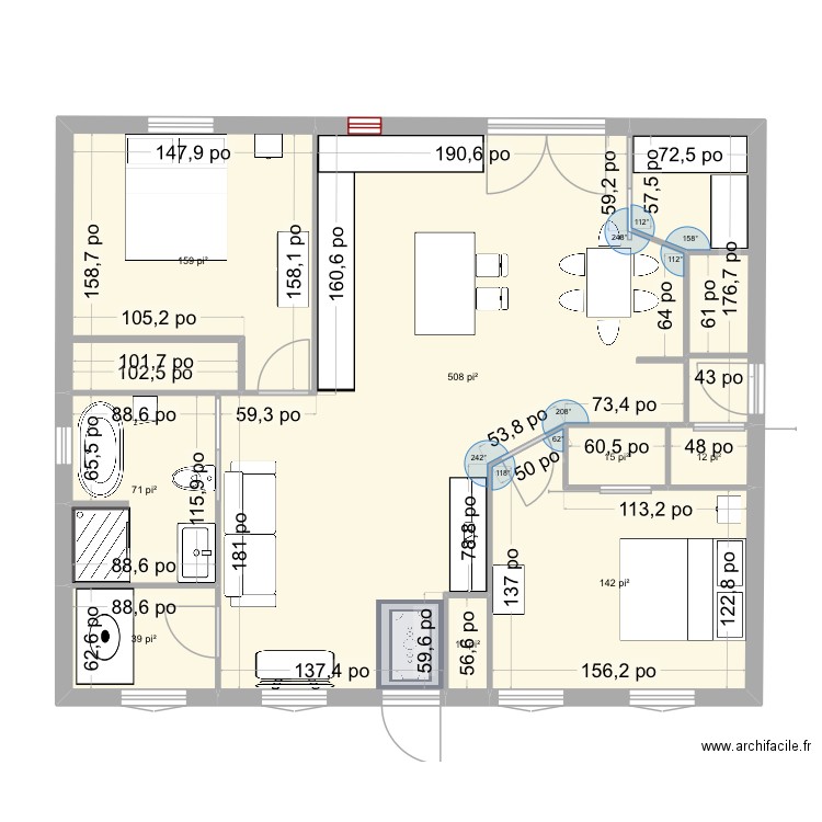 Plan maison 2026_1. Plan de 8 pièces et 89 m2