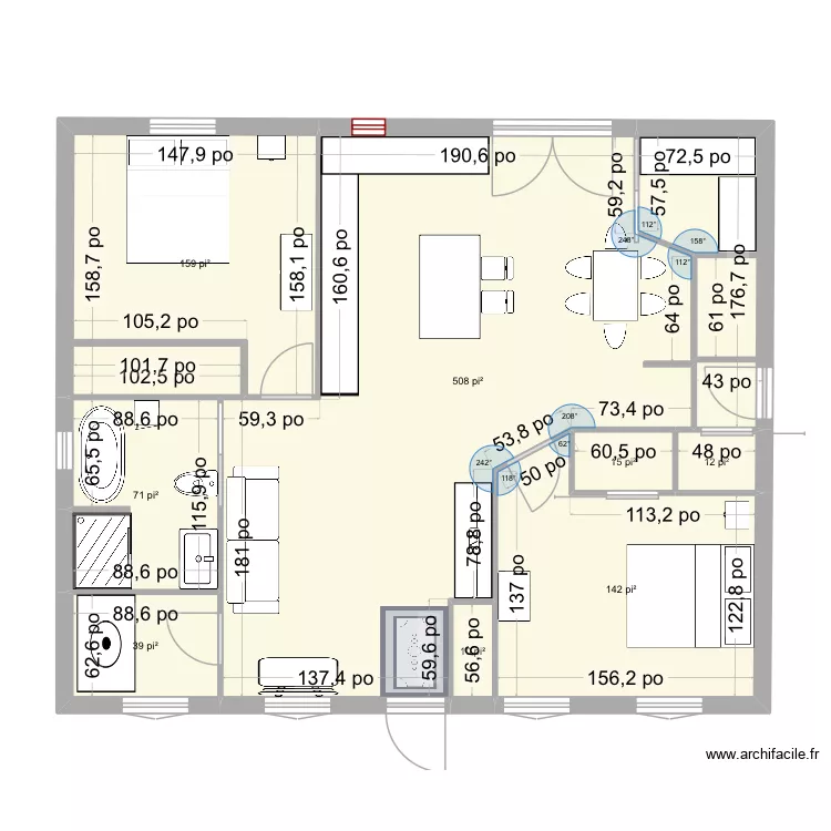 Plan maison 2026_1. Plan de 8 pièces et 89 m²