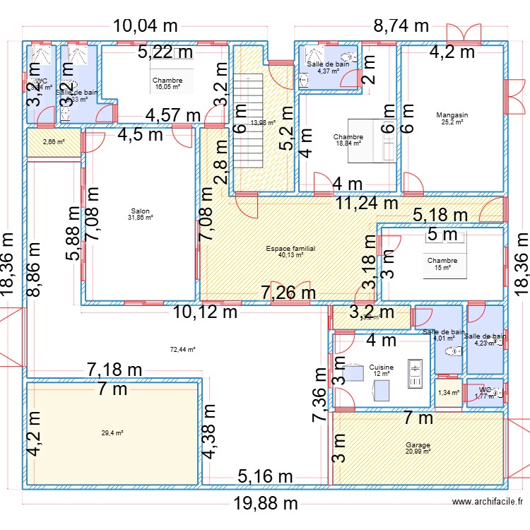 fallou pdg. Plan de 20 pièces et 327 m2