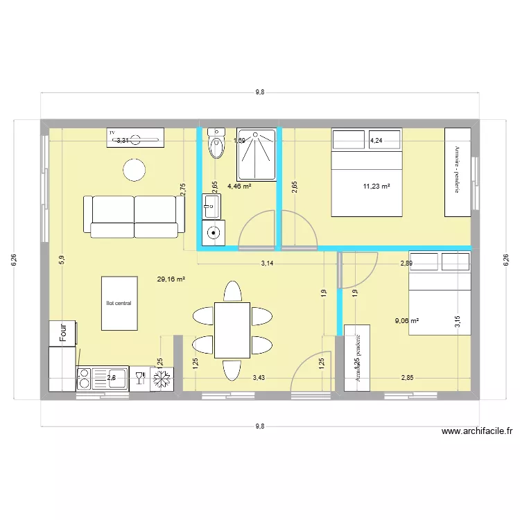 Carbet - 3. Plan de 4  et 54 m²