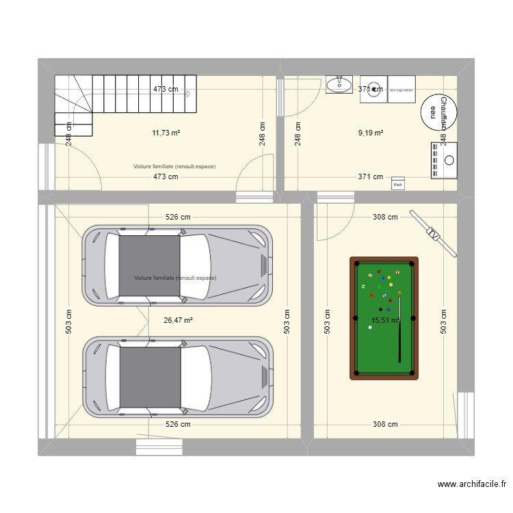 RDC MISSY. Plan de 4 pièces et 63 m2