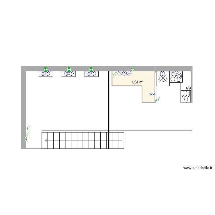 Projet cuisine d'été. Plan de 1 pièce et 2 m2