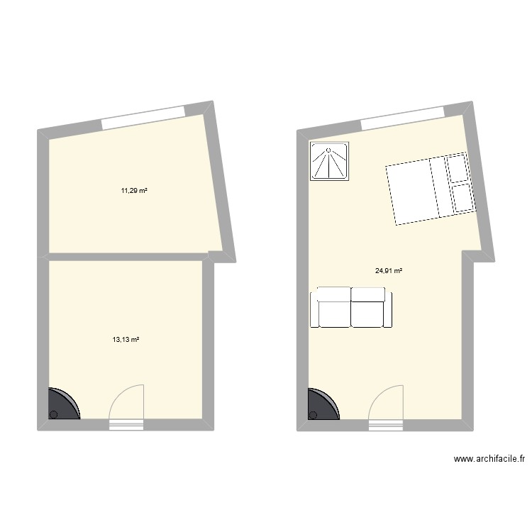 Petite Maison. Plan de 3 pièces et 49 m2