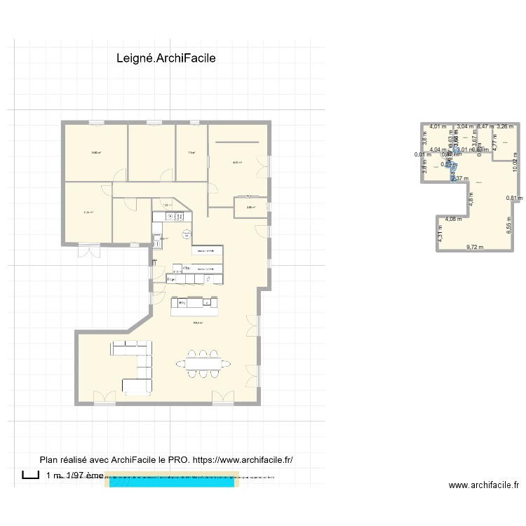 Leigné. Plan de 6 pièces et 191 m2