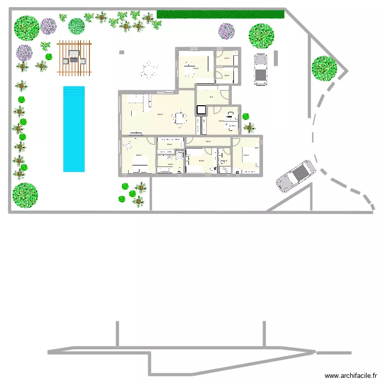 projet 4. Plan de 14 pièces et 161 m²