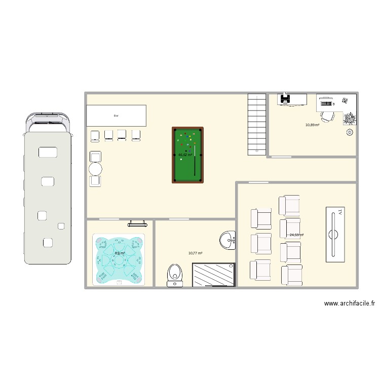 chalet. Plan de 5 pièces et 102 m2
