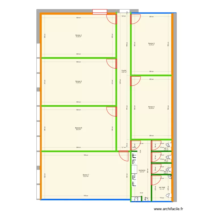 Bureau Projet plateau. Plan de 