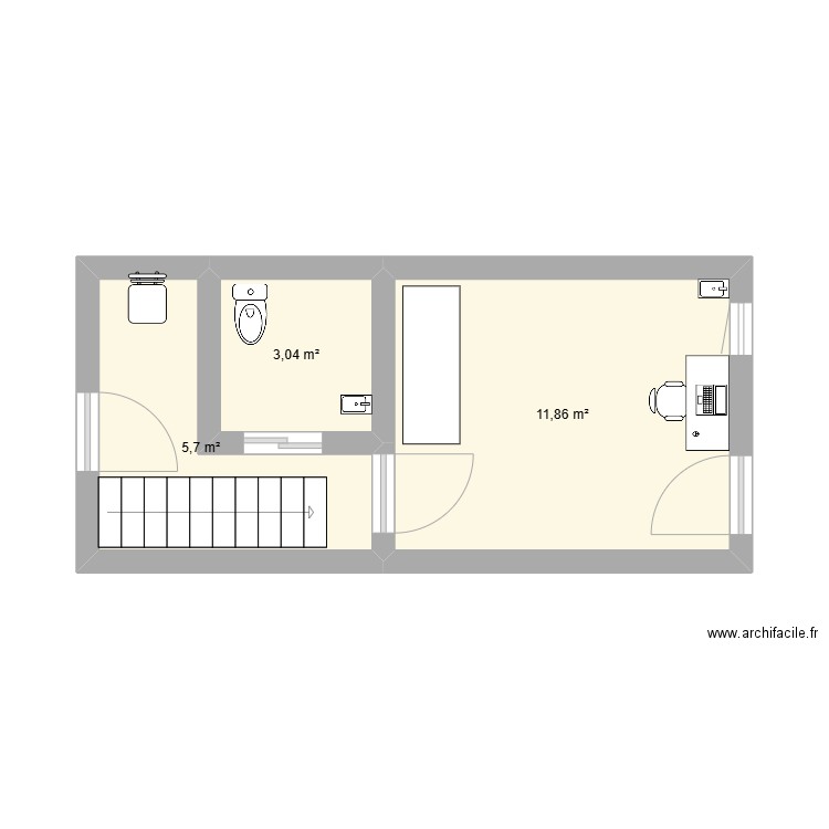 Projet. Plan de 3 pièces et 21 m2