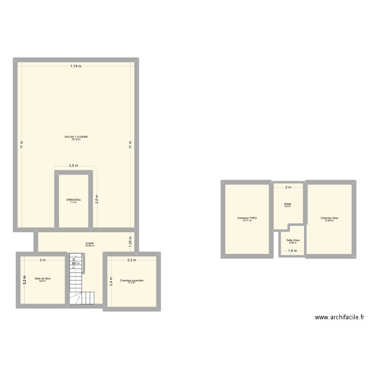 maison complete. Plan de 10 pièces et 157 m2