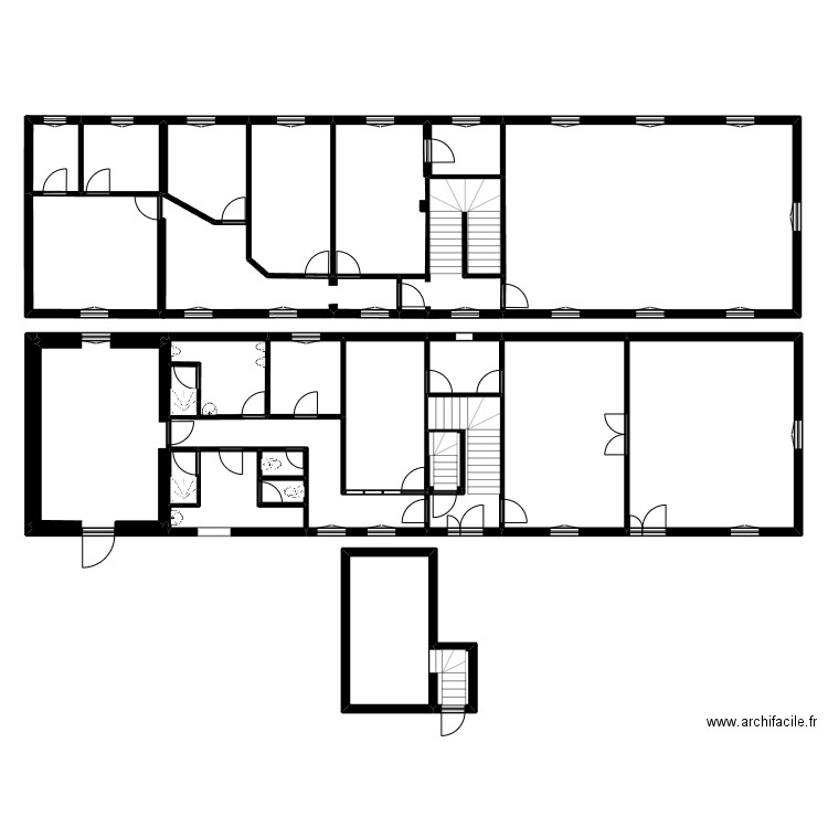 Bâtiment 15 rdc. Plan de 31 pièces et 419 m2