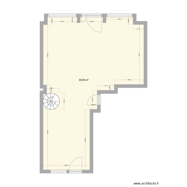 Showroom Repair and run. Plan de 1 pièce et 46 m2