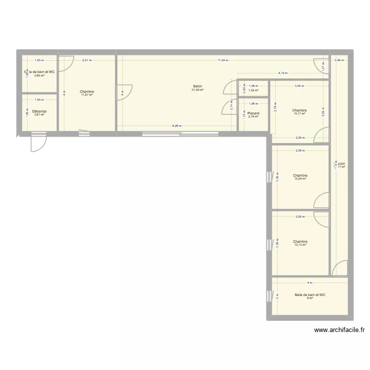BATISTE. Plan de 11  et 103 m²