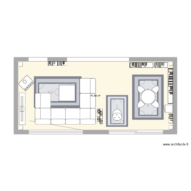 Vignolans-salon. Plan de 1 pièce et 42 m2